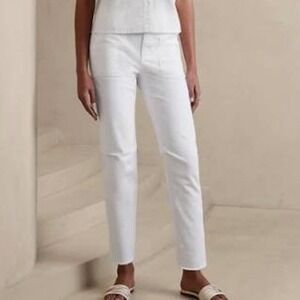 Banana Republic‎ White Girlfriend Chino Utility Pants High Rise Womens 10
